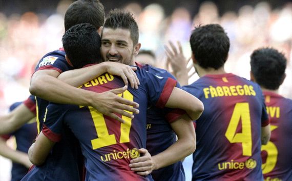 Pedro, Villa y Cesc Fábregas, Barcelona - Málaga