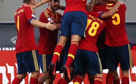 Spain celebration - Spain U-21 vs Norway U-21
