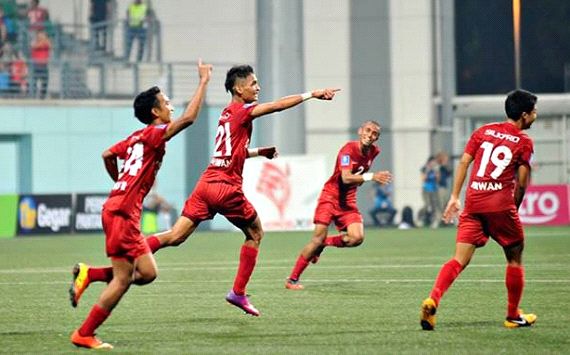 Safuwan Baharudin celebrates scoring against Johor Darul Takzim