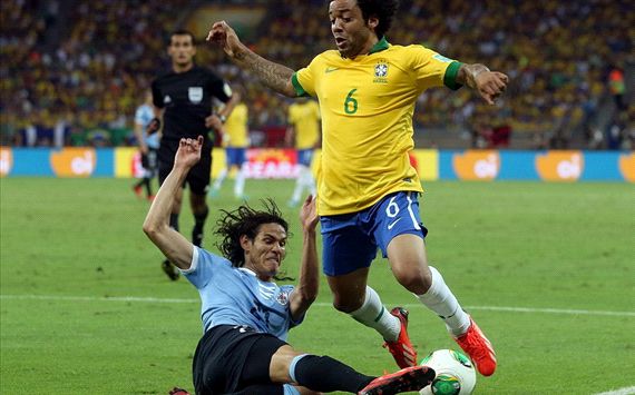 Edinson Cavani (U), Marcelo (B) - Brazil-Uruguay - Confederations Cup 2013