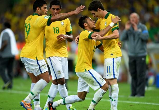 Brazil celebrating (Confederations Cup)