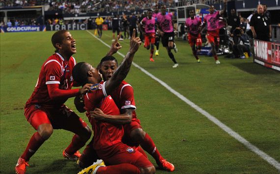 Panama's Roman Torres, Roberto Chen and Gabriel Torres celebrate