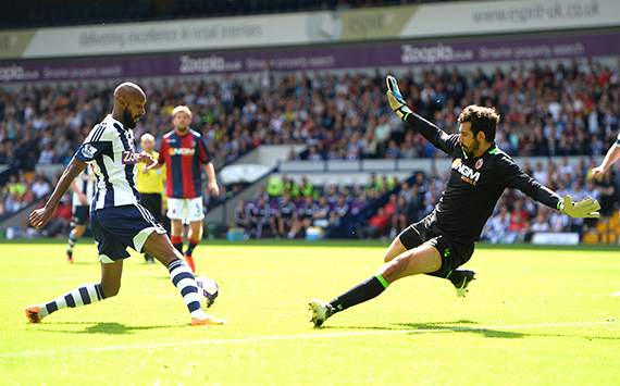 Pre Season Friendly - West Bromwich Albion v Bologna, Nicolas Anelka and Gianluca Curci