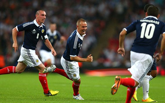 International friendly - England vs Scotland, Kenny Miller, Scott Brown, and Robert Snodgrass