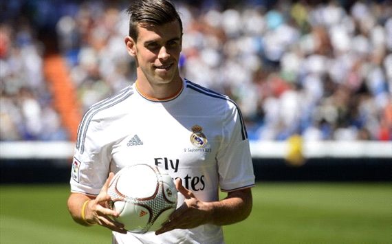 Gareth Bale during his official unveiling with Real Madrid