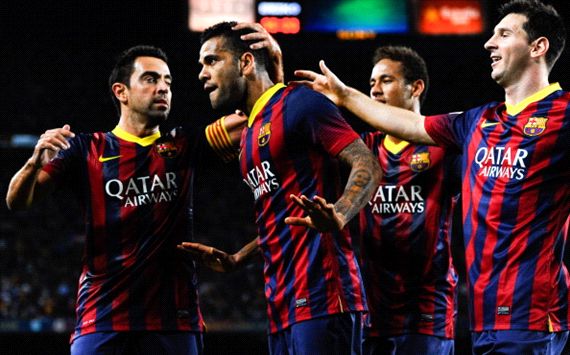 XAVI HERNÁNDEZ DANI ALVES LIONEL MESSI BARCELONA LA LIGA 09142013