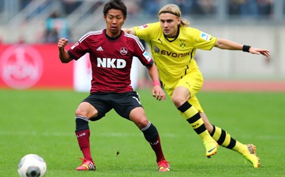 Hiroshi Kiyotake Marcel Schmelzer 1. FC Nuernberg v Borussia Dortmund - Bundesliga