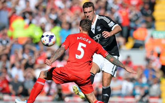 Rickie Lambert Daniel Agger Liverpool Southampton Premier League