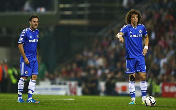 Juan Mata,David Luiz,Swindon Town v Chelsea - Capital One Cup Third Round