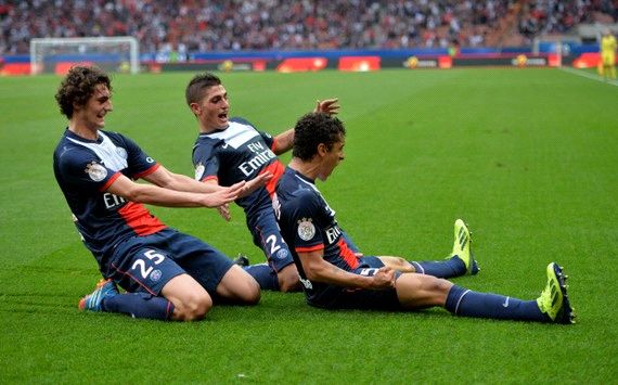 MARQUINHOS ADRIEN RABIOT MARCO VERRATTI PARIS SG TOULOUSE LIGUE 1 09282013