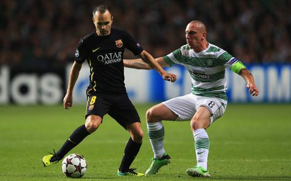 Andres Iniesta,Scott Brown,Celtic v FC Barcelona - UEFA Champions League