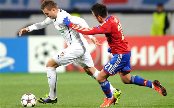 Zoran Tosic and Radim Reznik CSKA Moscow Viktoria Plzen Champions League 021013