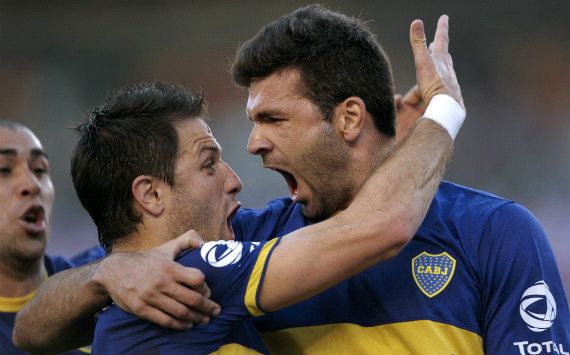 Torneo Inicial 2013 - River - Boca - Emmanuel Gigliotti Juan Manuel Martinez celebrates goal