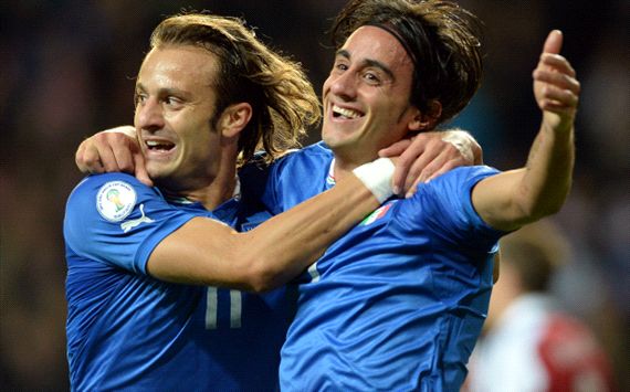 Alberto Gilardino Alberto Aquilani Denmark Italy 2014 World Cup Qualifier 10112013