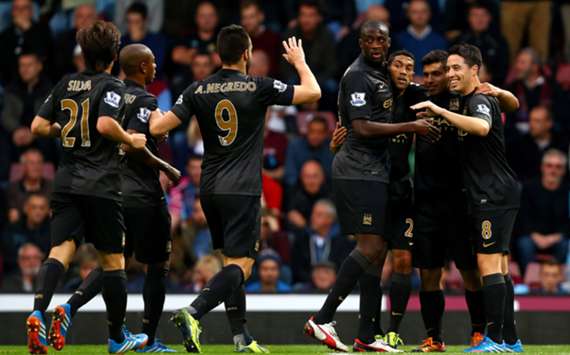 Manchester City players celebrate