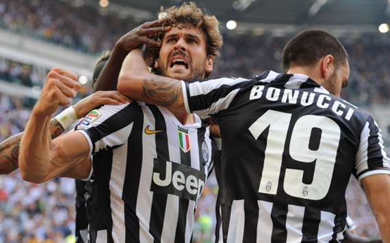 Juventus players celebrate