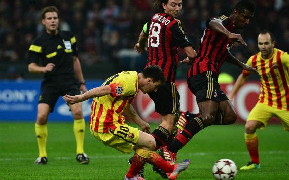 Champions League 10222013 - Milan - Barcelona - Lionel Messi strikes