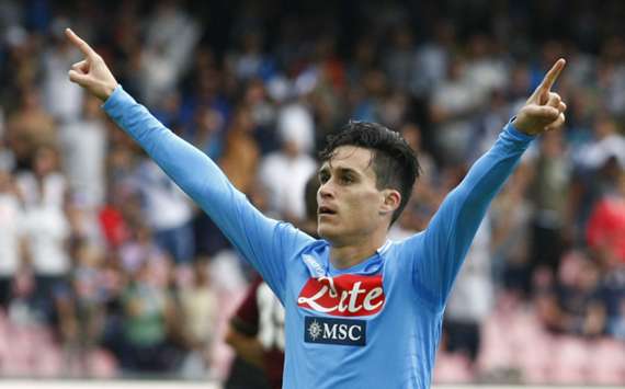 Napoli winger Jose Callejon celebrates a goal