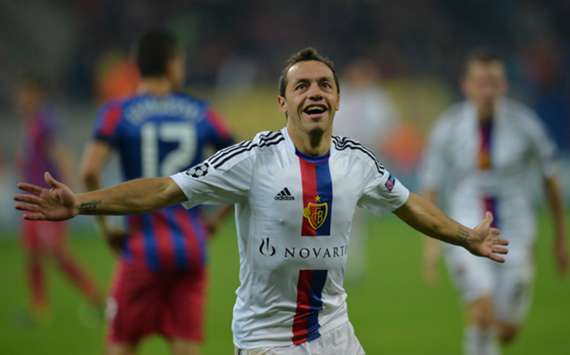 Marcelo Diaz celebrates his goalfor Basel against Steaua Bucharest