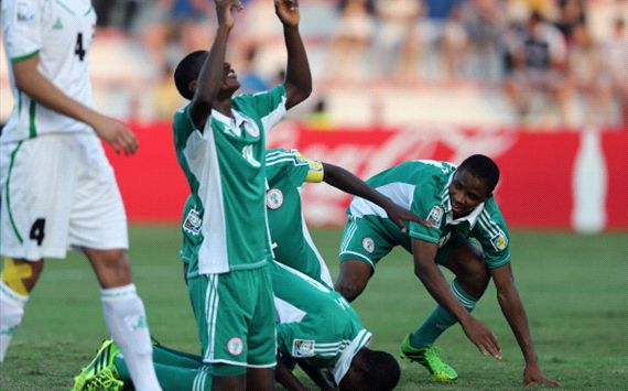 Nigeria U17 celebrate goal against Iraq