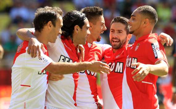 Monaco players celebrate a goal