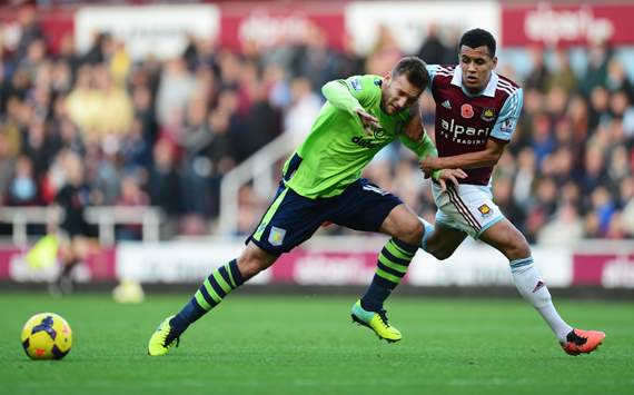 Andreas Weimann Ravel Morrison West Ham United v Aston Villa Premier League 02112013