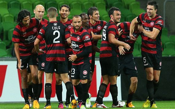 The Wanderers celebrate against Heart