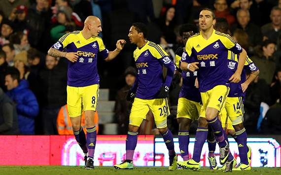 Jonjo Shelvey; Jonathan de Guzman Fulham v Swansea City - English Premier League 11232013