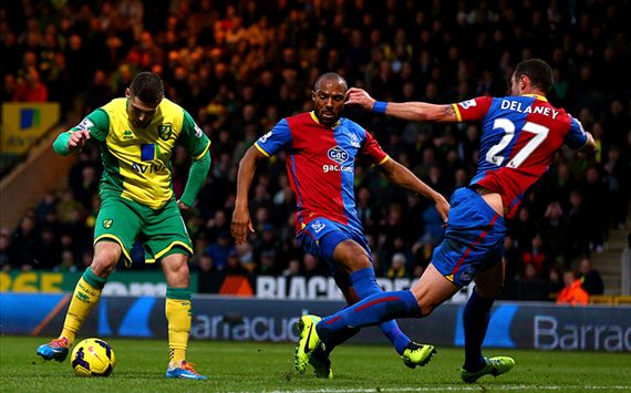 Norwich City v Crystal Palace - Premier League Gary Hooper, Danny Gabbidon and Damien Delaney