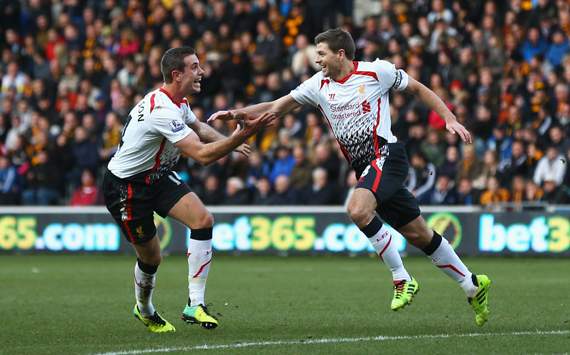 Jordan Henderson Steven Gerrard Hull City Liverpool Premier League 12012013