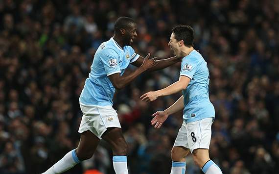 Samir Nasri; Yaya Toure Manchester City v Swansea City - English Premier League 12012013