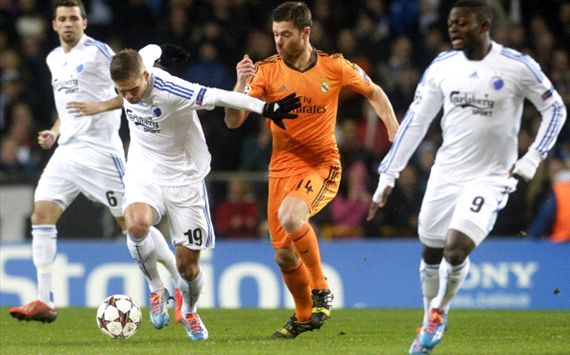 RURIK GISLASON XABI ALONSO COPENHAGEN REAL MADRID CHAMPIONS LEAGUE 12102013