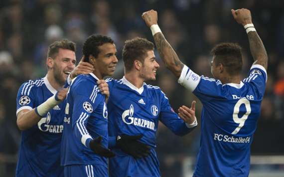 Schalke celebrate scoring against Basel