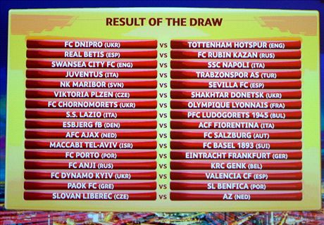 Así se jugarán los dieciseisavos de final de la Europa League