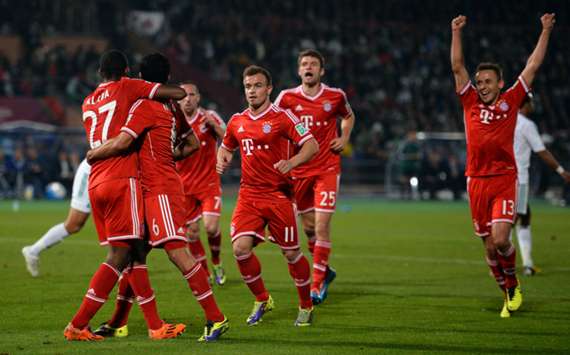 Bayern Munich players celebrate a goal