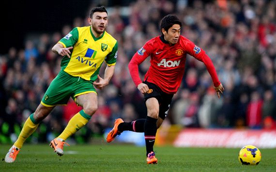 Shinji Kagawa Robert Snodgrass Norwich City  Manchester United Premier League 