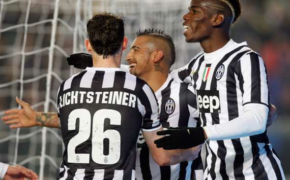 Juventus celebrate a goal against Atalanta