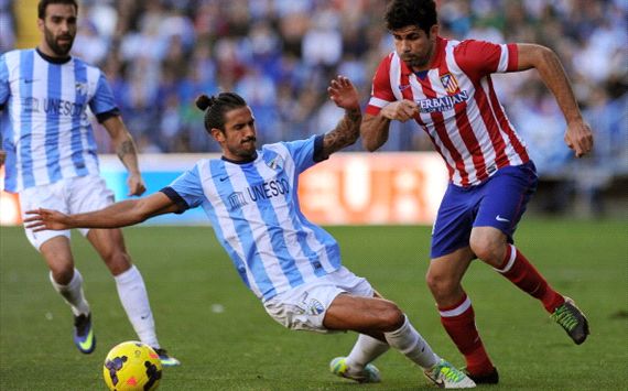 ALBERTO ANGELERI DIEGO COSTA MALAGA ATLETICO MADRID LA LIGA 01042014