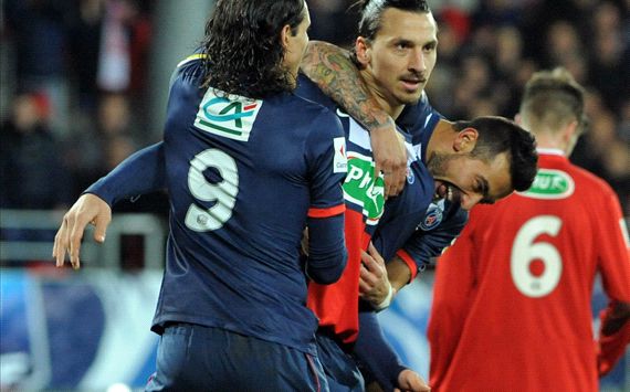 Zlatan Ibrahimovic Edinson Cavani Brest Paris SG Coupe de France 01082014