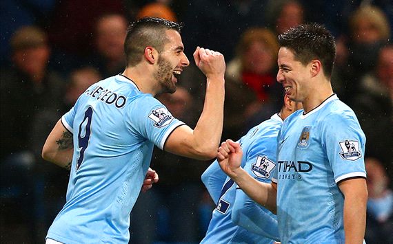 Alvaro Negredo; Samir Nasri Manchester City v West Ham United - Capital One Cup 01082014