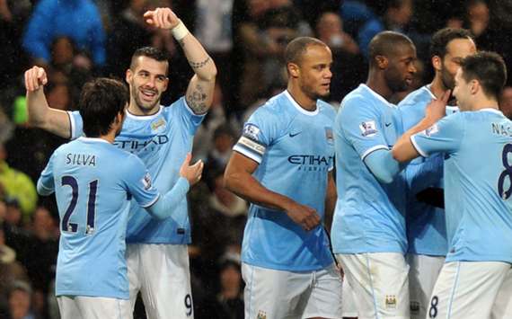 Manchester City players celebrate