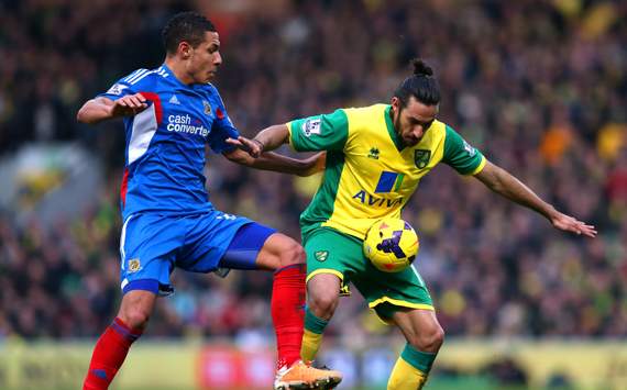 Jake Livermore Jonas Gutierrez Norwich City v Hull City - Premier League 01182014