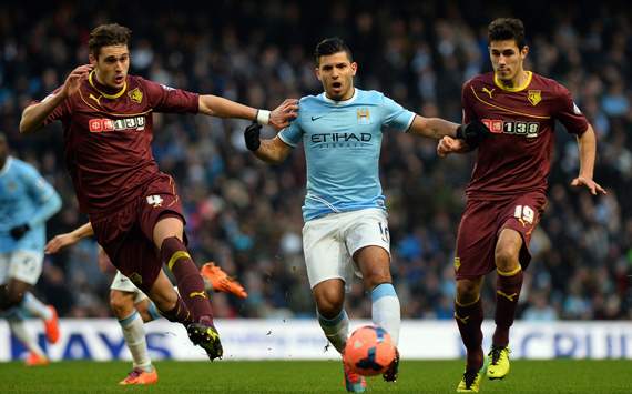 Sergio Aguero Gabriele Angella Marco Faraoni Manchester City Watford FA Cup 01252014