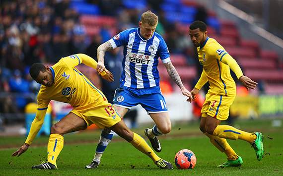 Jason Puncheon; James McClean; Adrian Mariappa Wigan Athletic v Crystal Palace - FA Cup 01252014