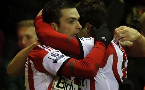 Sunderland celebrate Adam Johnson's goal