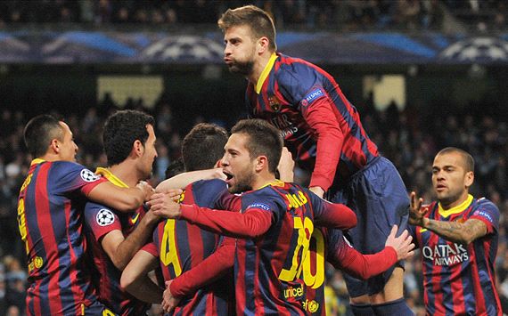 Lionel Messi Manchester City Barcelona UEFA Champions League 18022014