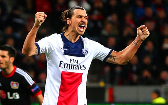 Zlatan Ibrahimovic Paris Saint Germain PSG Leverkusen Champions League 02182014