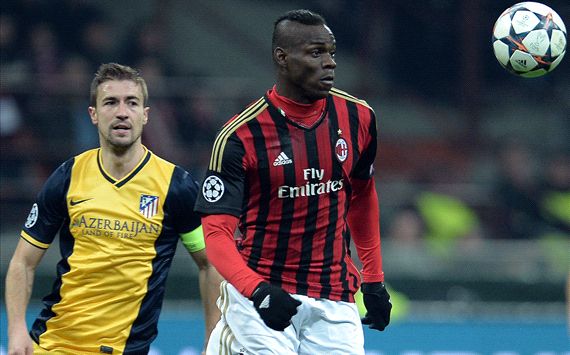 Mario Balotelli Mario Suarez Ac Milan Atletico Madrid Uefa Champions League 02192014