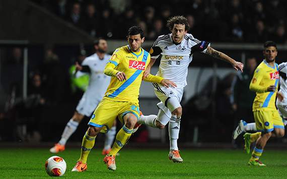 Jose Canas Blerim Dzemaill Swansea City SSC Napoli Europa League 02202014