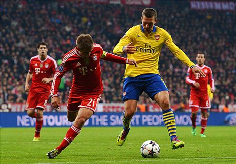 Les vidéos de Bayern Munich-Arsenal 1-1 (buts Schweinsteiger, Podolski)
